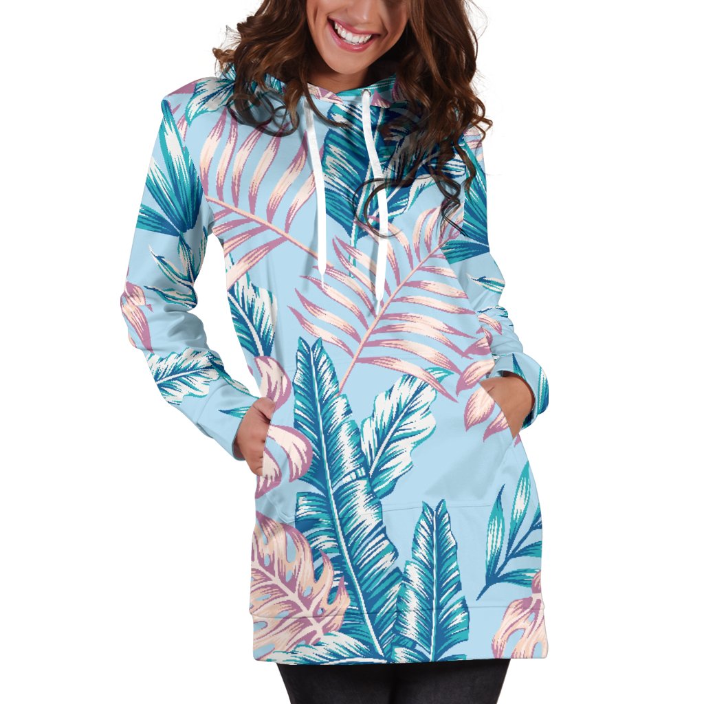 Tropical Flower Pattern Print Design TF01 Women Hoodie Dress