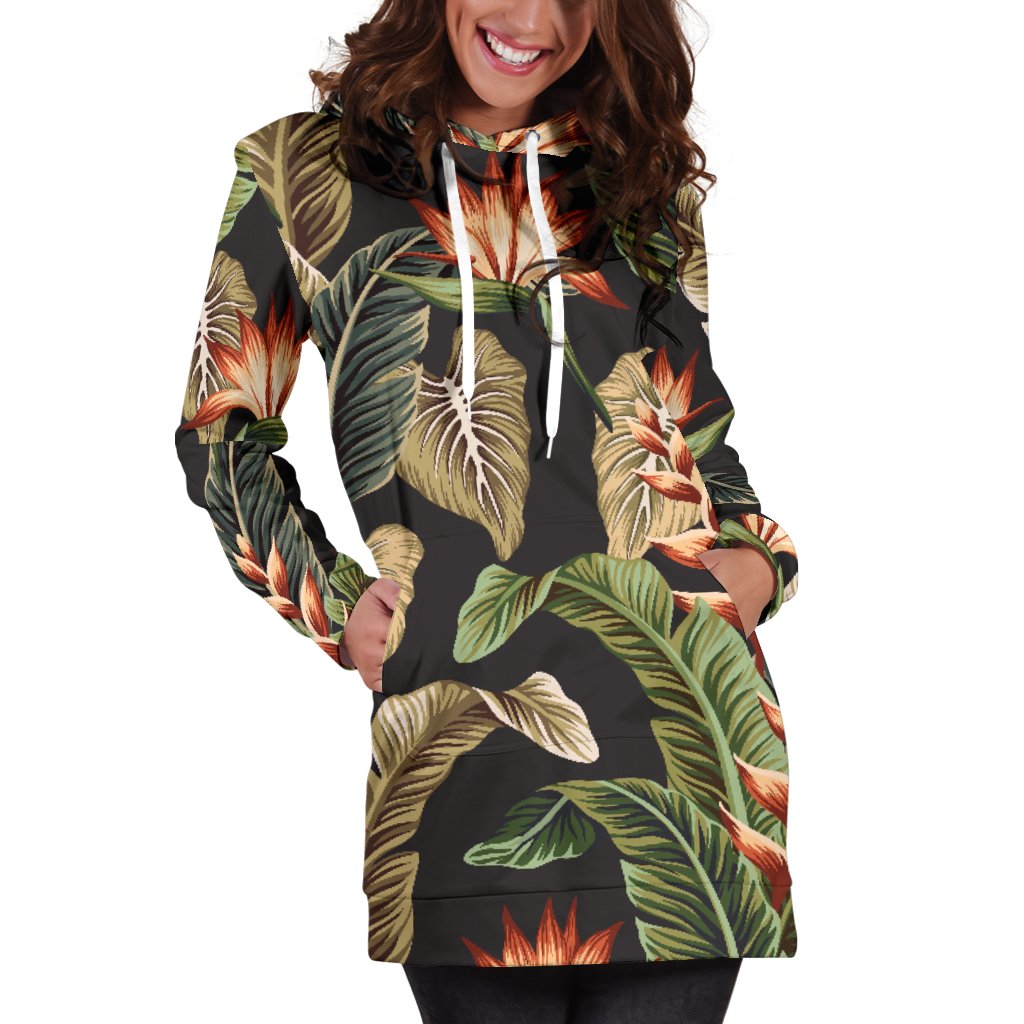 Tropical Flower Pattern Print Design TF014 Women Hoodie Dress
