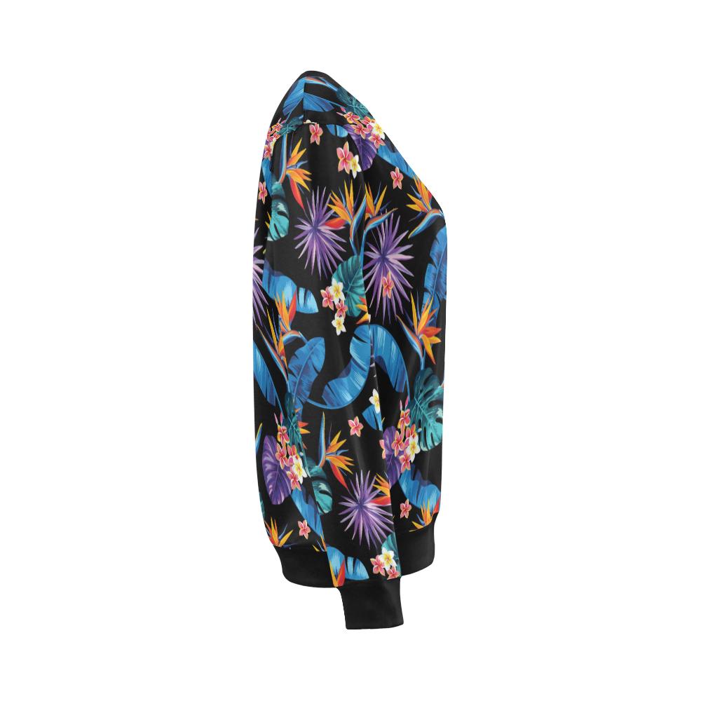 Tropical Flower Pattern Print Design TF018 Women Long Sleeve Sweatshirt-JorJune