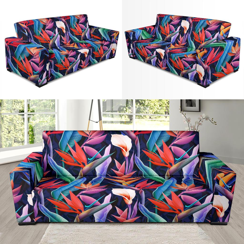 Tropical Flower Pattern Print Design TF023 Sofa Slipcover-JORJUNE.COM