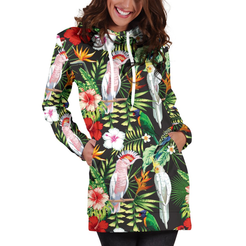 Tropical Flower Pattern Print Design TF03 Women Hoodie Dress