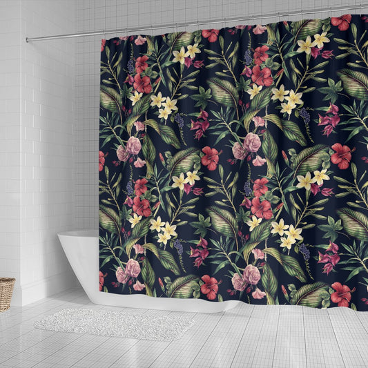 Tropical Flower Pattern Shower Curtain