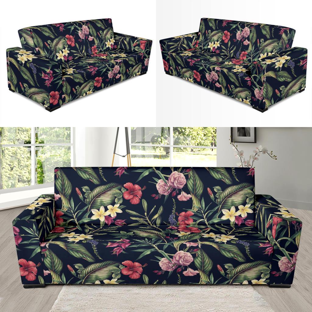 Tropical Flower Pattern Sofa Slipcover-JORJUNE.COM