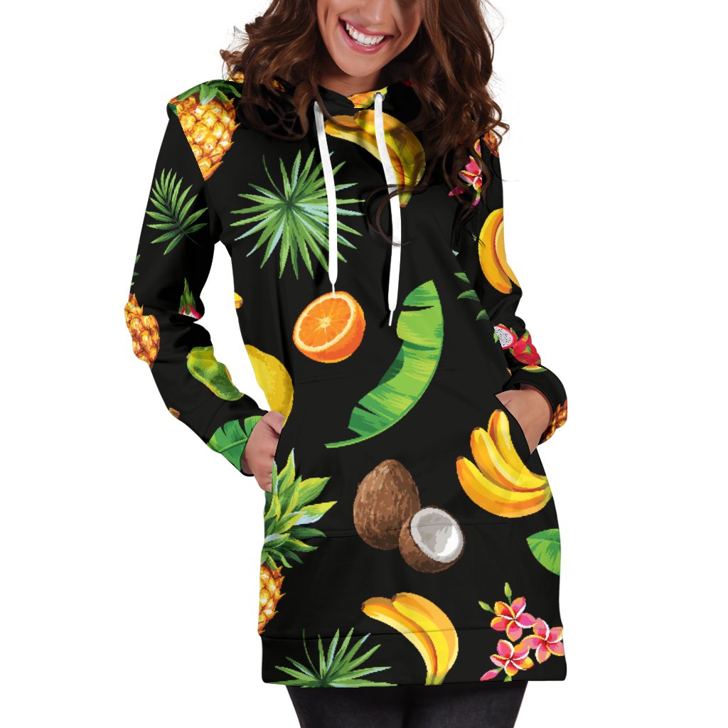 Tropical Fruits Pattern Print Design TF03 Women Hoodie Dress