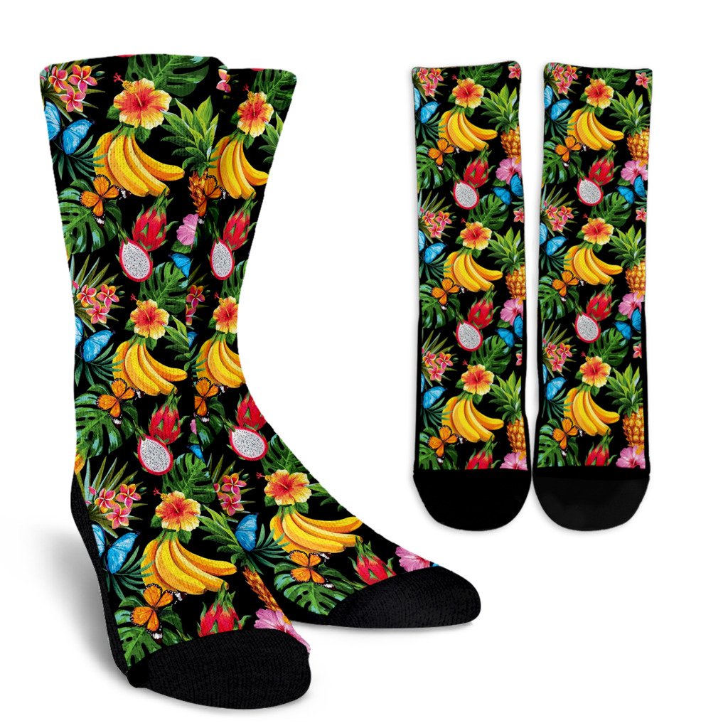 Tropical Fruits Pattern Print Design TF04 Crew Socks-JORJUNE.COM