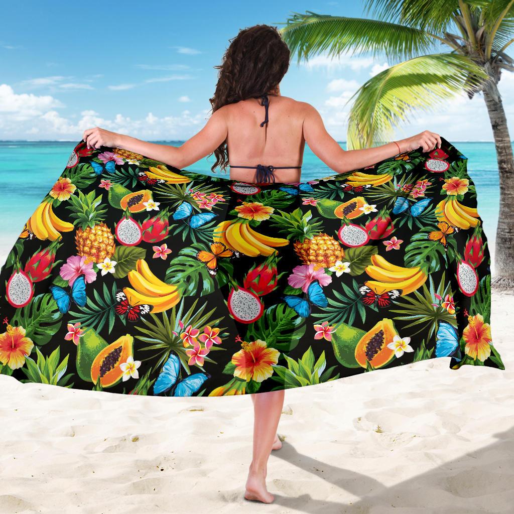 Tropical Fruits Pattern Print Design TF04 Sarong Pareo Wrap-JORJUNE.COM