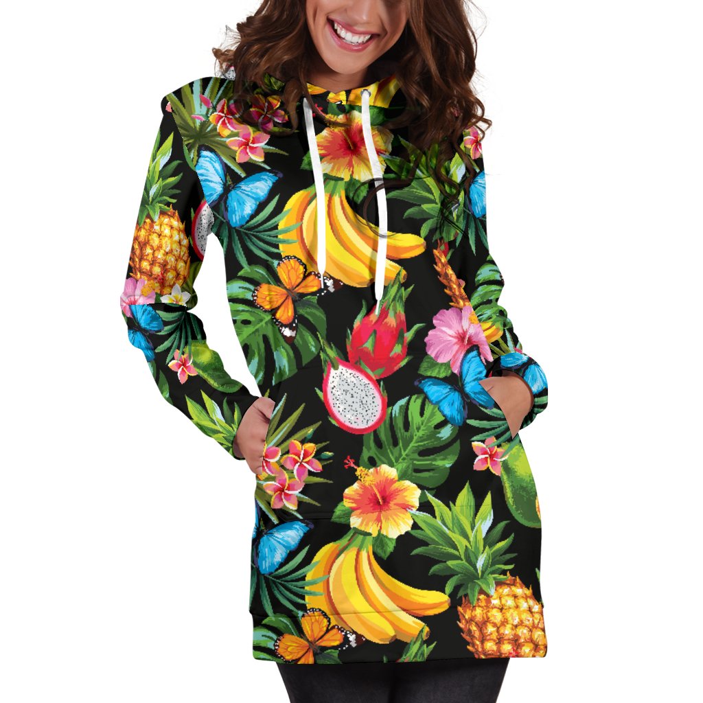 Tropical Fruits Pattern Print Design TF04 Women Hoodie Dress