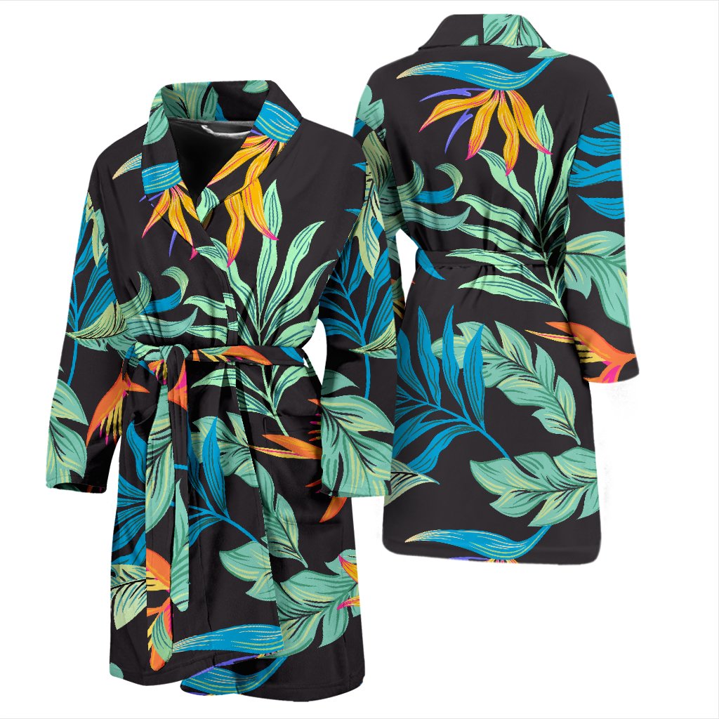 Tropical Palm Leaves Hawaiian Flower Men Bath Robe