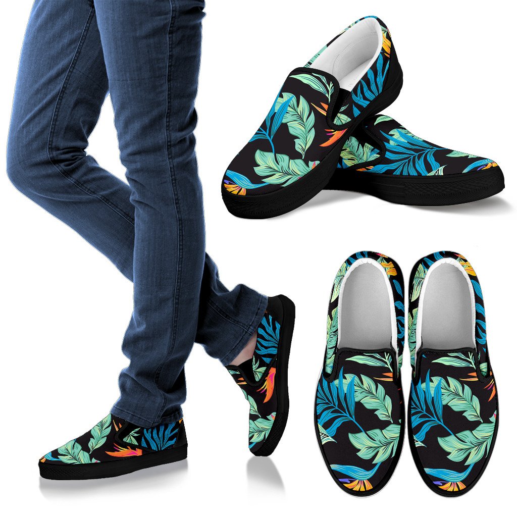Tropical Palm Leaves Hawaiian Flower Men Slip On Shoes