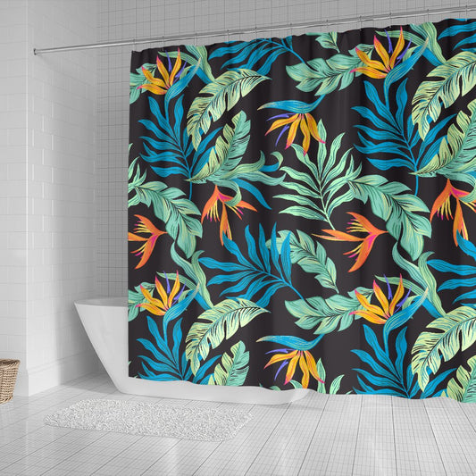 Tropical Palm Leaves Hawaiian Flower Shower Curtain
