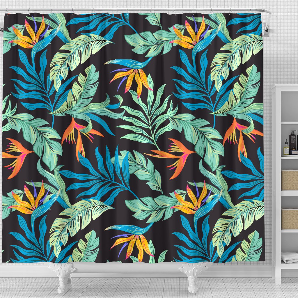 Tropical Palm Leaves Hawaiian Flower Shower Curtain