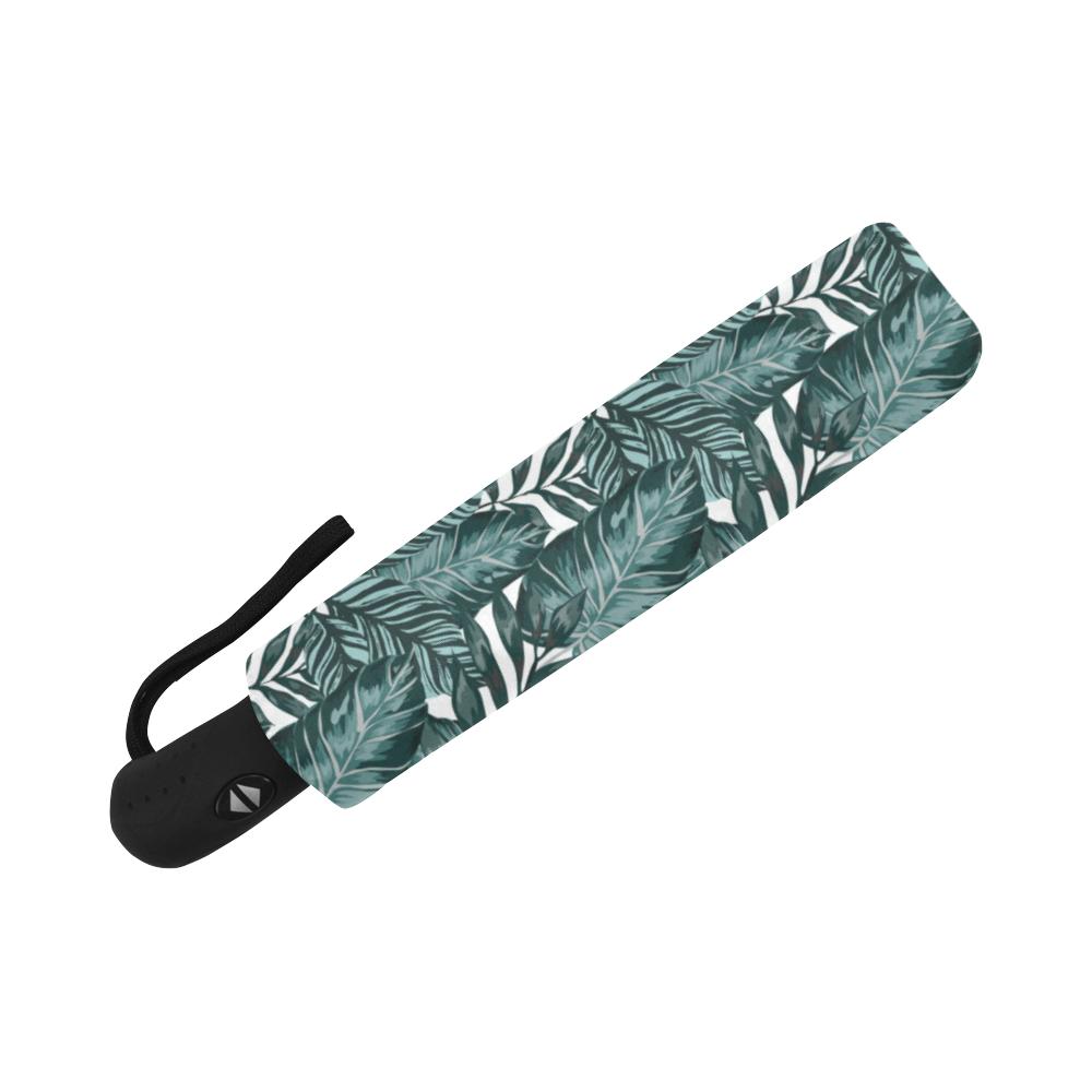 Tropical Palm Leaves Pattern Automatic Foldable Umbrella