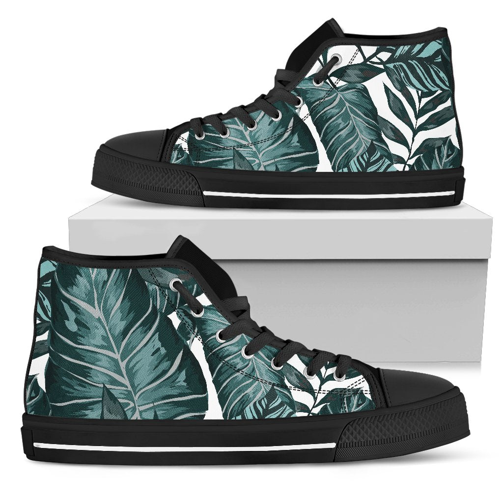 Tropical Palm Leaves Pattern Men High Top Shoes