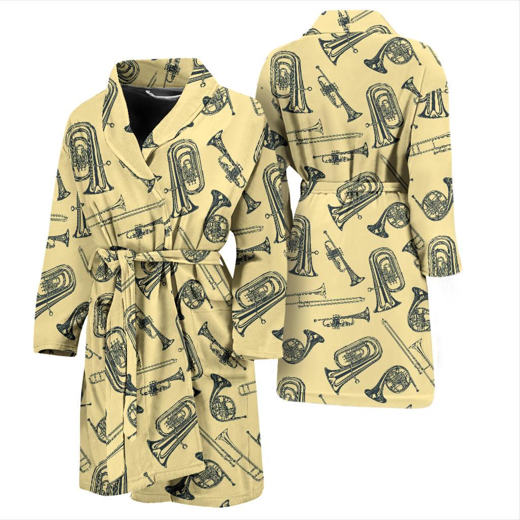 Tuba Pattern Print Design 01 Men Bathrobe-JORJUNE.COM