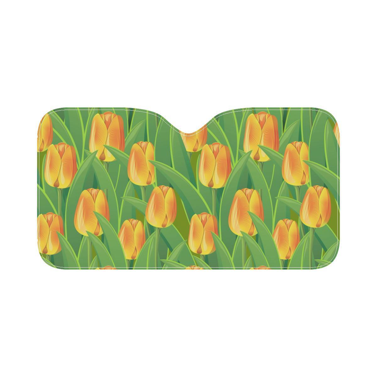 Tulip Orange Pattern Print Design TP07 Car Sun Shade-JorJune
