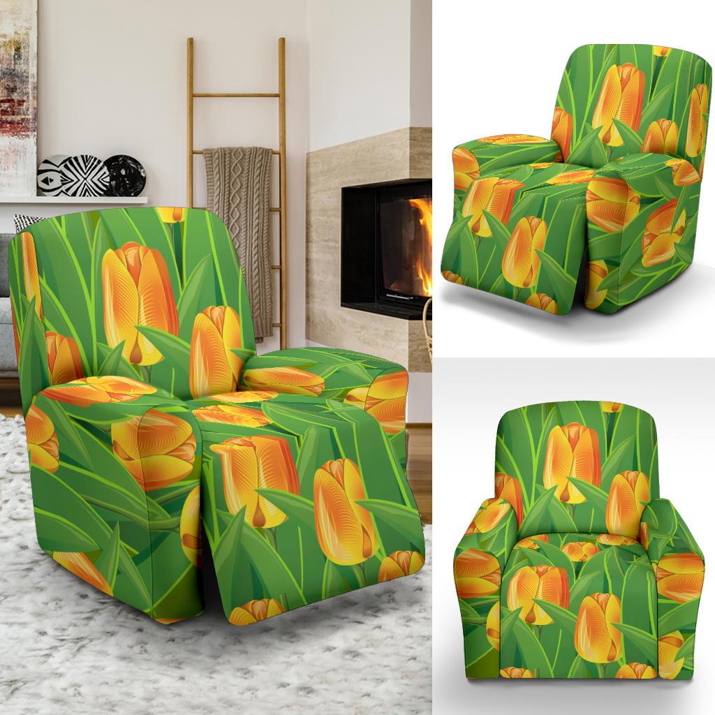 Tulip Orange Pattern Print Design TP07 Recliner Slipcover-JORJUNE.COM
