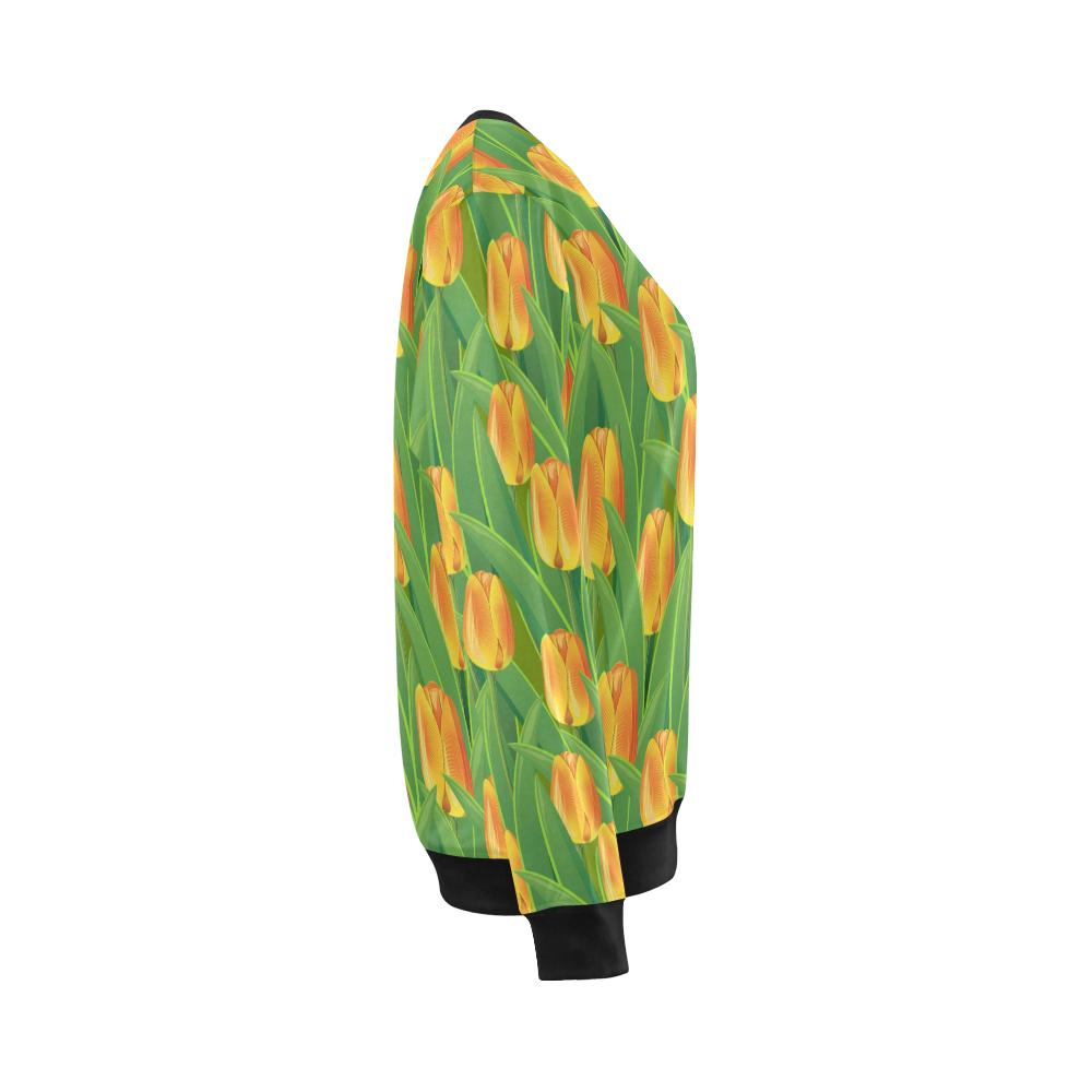 Tulip Orange Pattern Print Design TP07 Women Long Sleeve Sweatshirt-JorJune