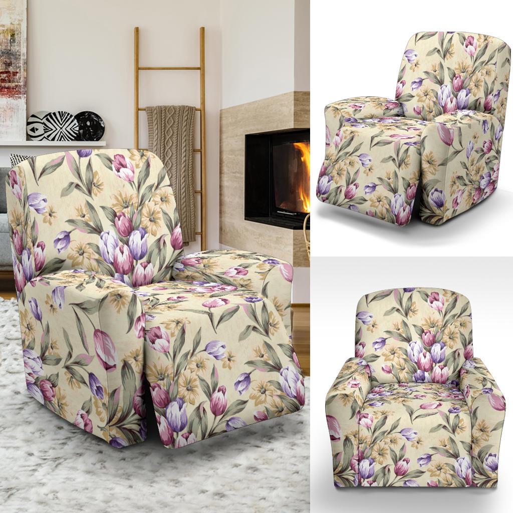 Tulip Pattern Print Design TP04 Recliner Slipcover-JORJUNE.COM