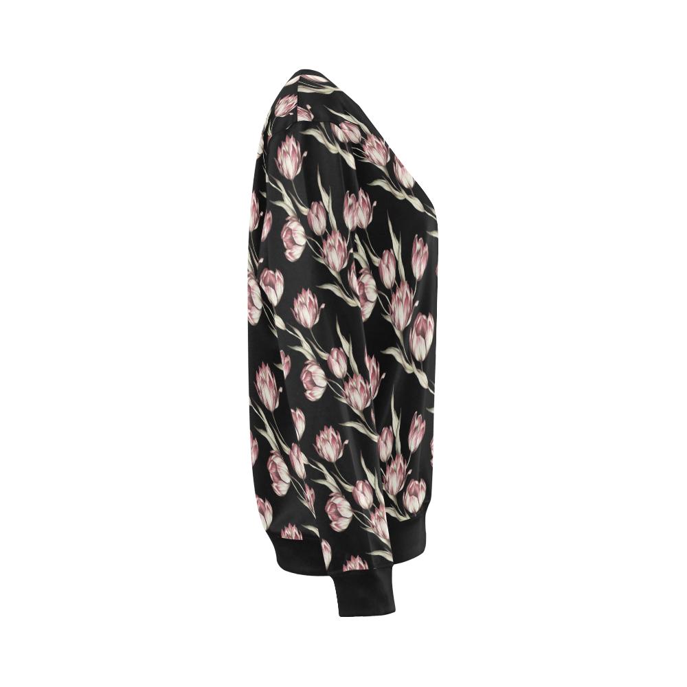 Tulip Pink Pattern Print Design TP02 Women Long Sleeve Sweatshirt-JorJune