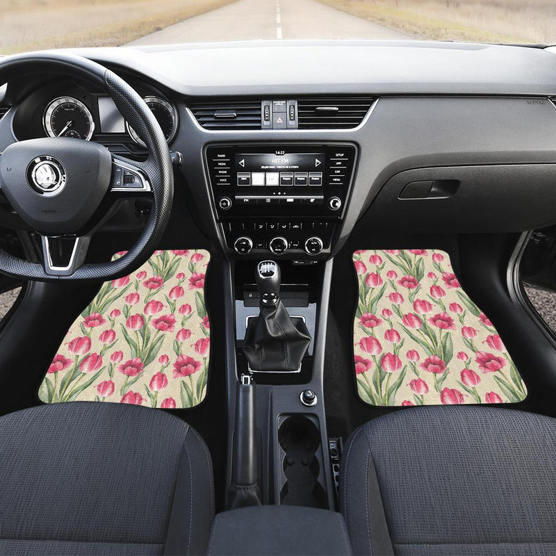 Tulip Pink Pattern Print Design TP06 Car Floor Mats-JORJUNE.COM
