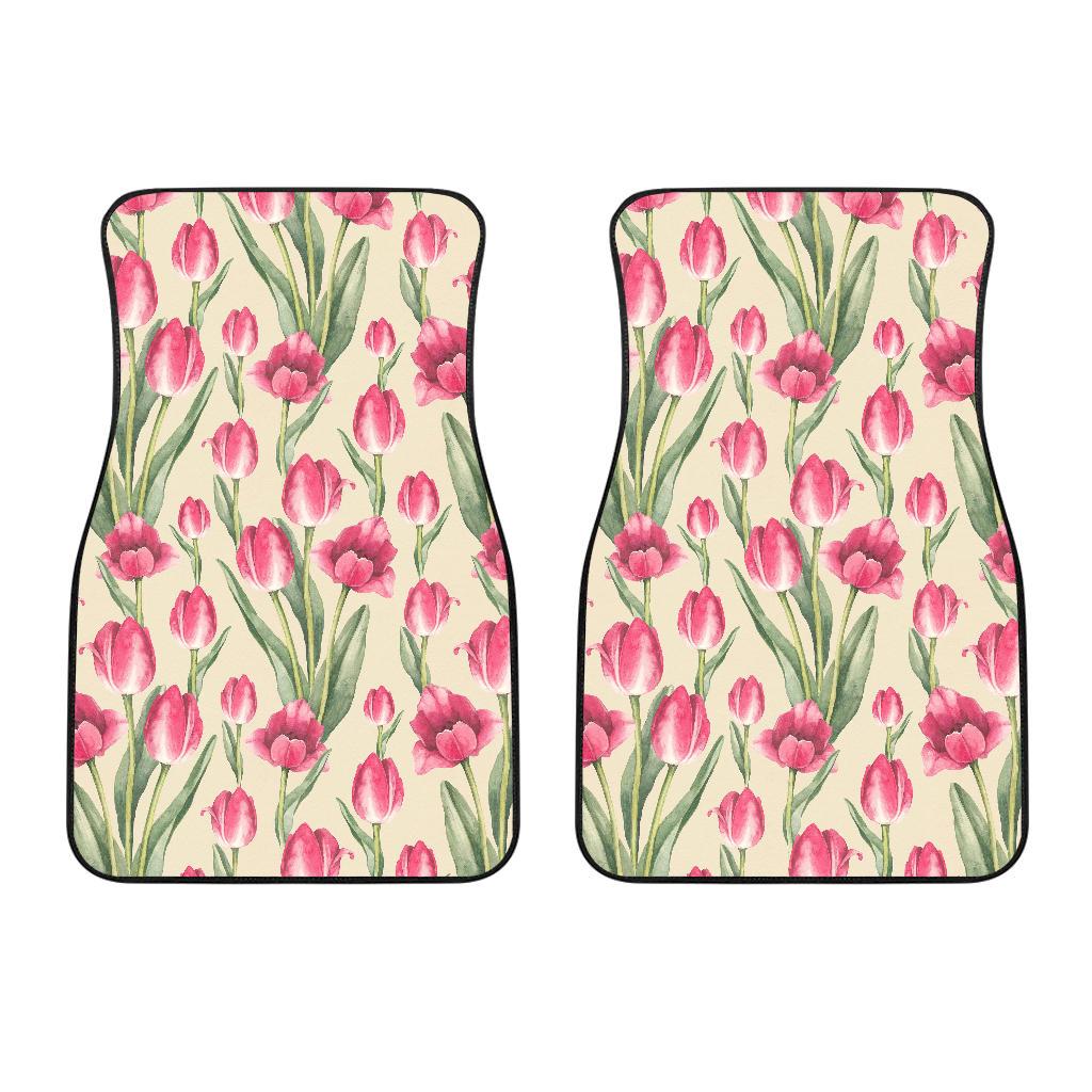 Tulip Pink Pattern Print Design TP06 Car Floor Mats-JORJUNE.COM