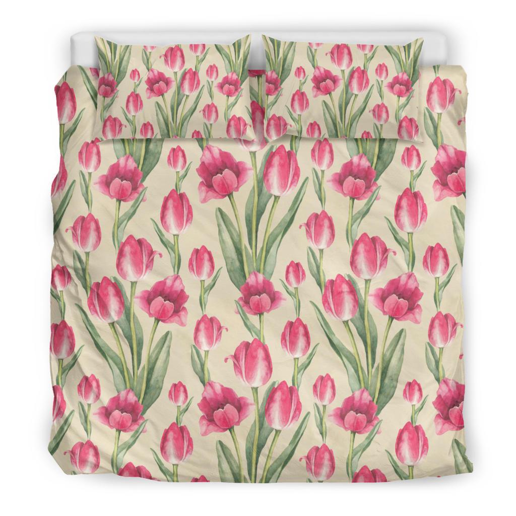 Tulip Pink Pattern Print Design TP06 Duvet Cover Bedding Set-JORJUNE.COM