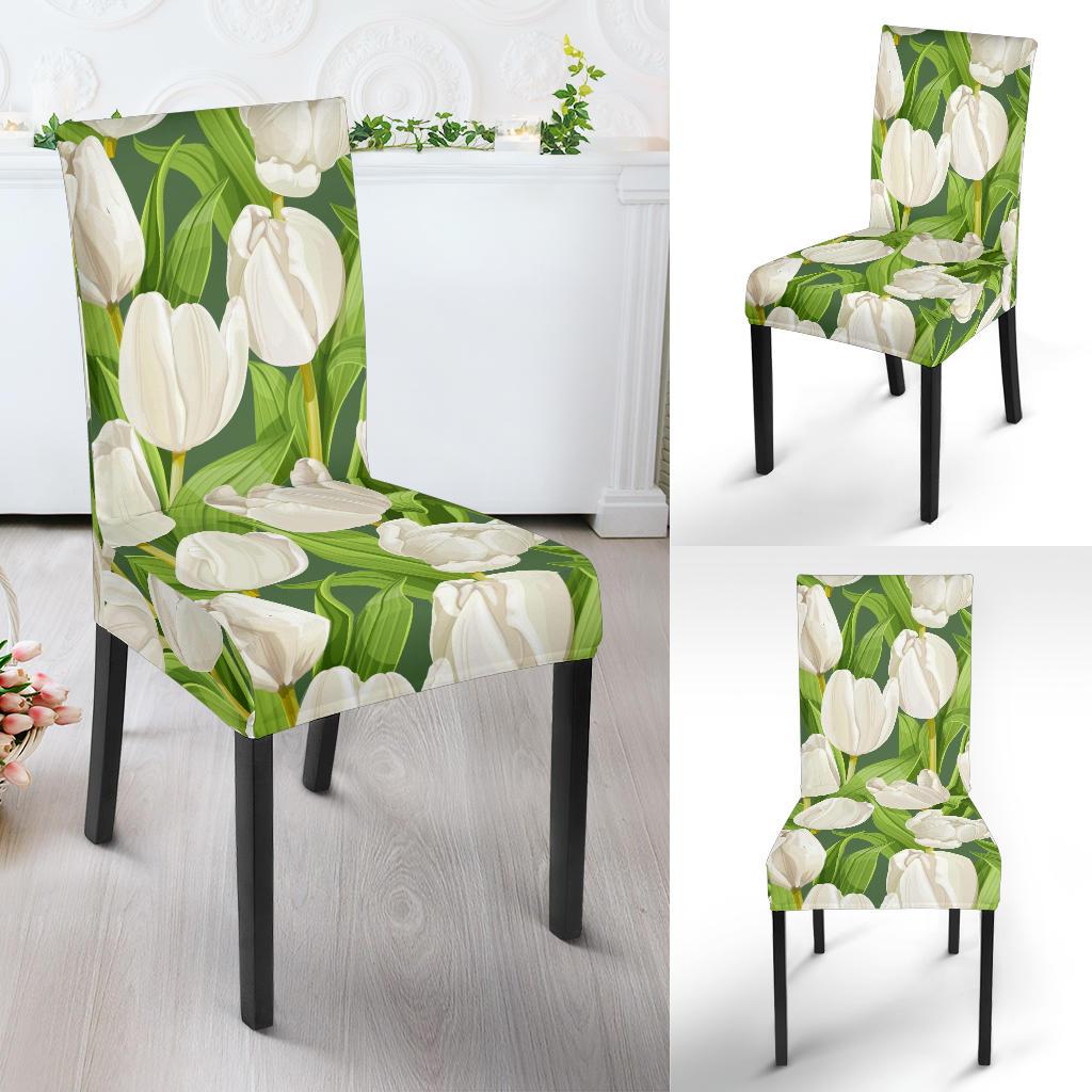 Tulip White Pattern Print Design TP05 Dining Chair Slipcover-JORJUNE.COM