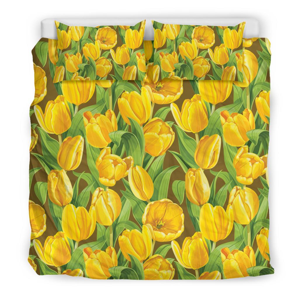 Tulip Yellow Pattern Print Design TP010 Duvet Cover Bedding Set-JORJUNE.COM