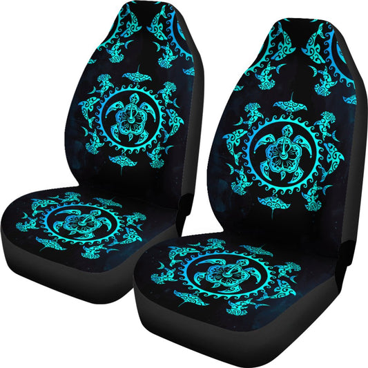 Turquoise Tribal Sea Turtle Hawaiian Universal Fit Car Seat Covers