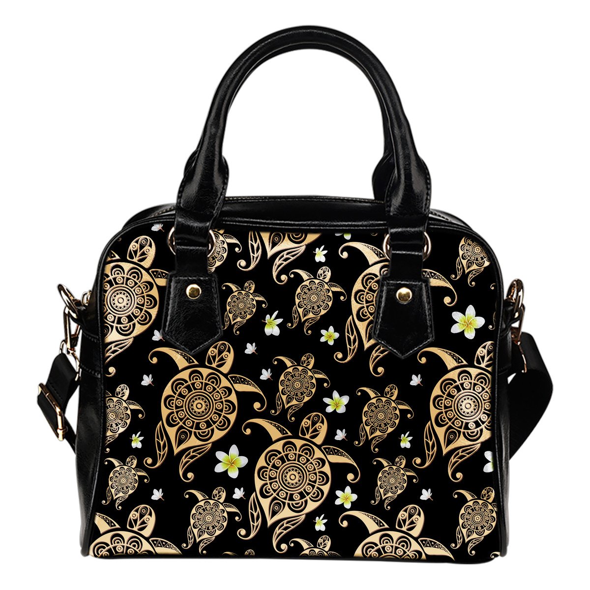 Turtle Polynesian Tribal Hawaiian Leather Shoulder Handbag