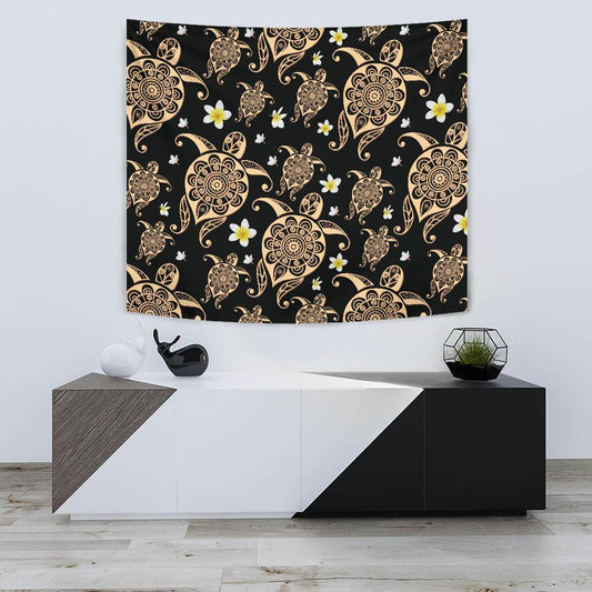 Turtle Polynesian Tribal Hawaiian Tapestry