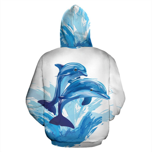Two Dolphin All Over Zip Up Hoodie