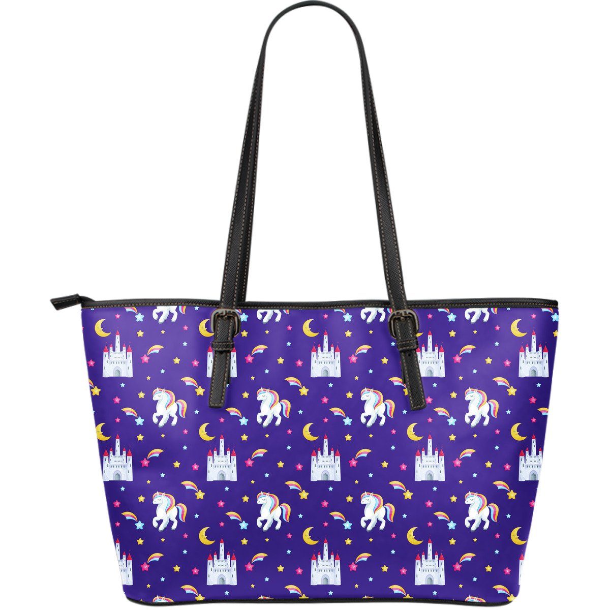 Unicorn Casttle Large Leather Tote Bag