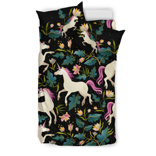 Unicorn in Floral Duvet Cover Bedding Set