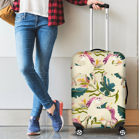 Unicorn in Floral Luggage Cover Protector