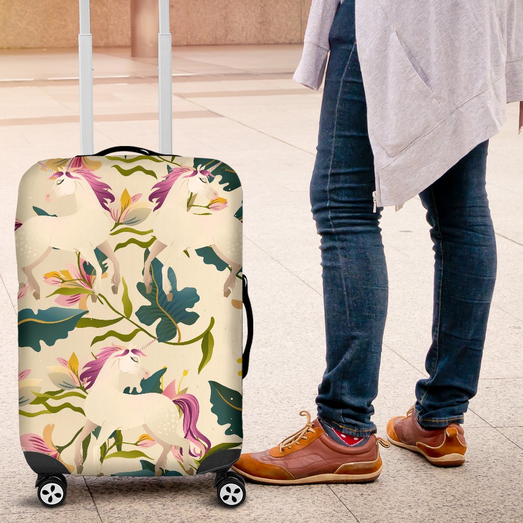 Unicorn in Floral Luggage Cover Protector
