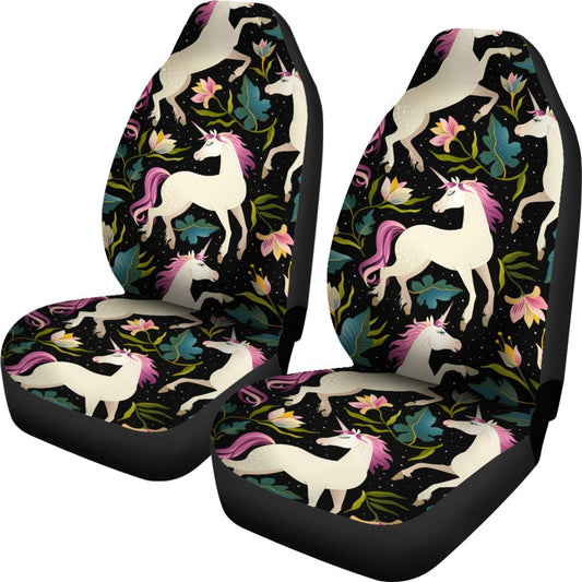 Unicorn in Floral Universal Fit Car Seat Covers