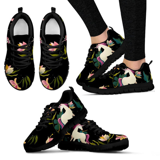 Unicorn in Floral Women Sneakers