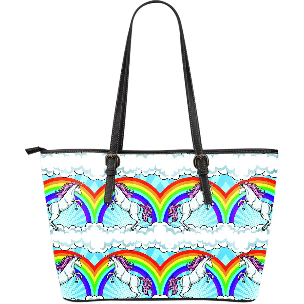 Unicorn Rainbow Large Leather Tote Bag