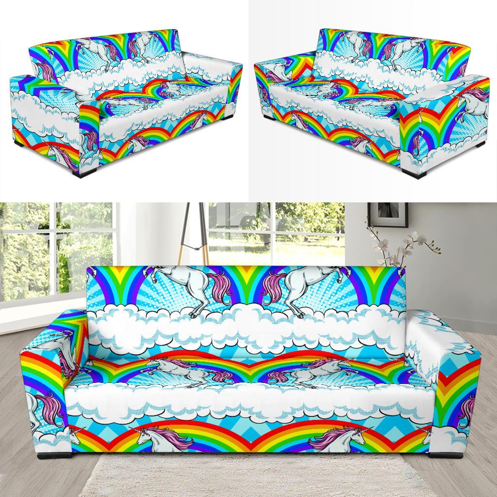 Unicorn Rainbow Sofa Slipcover-JORJUNE.COM