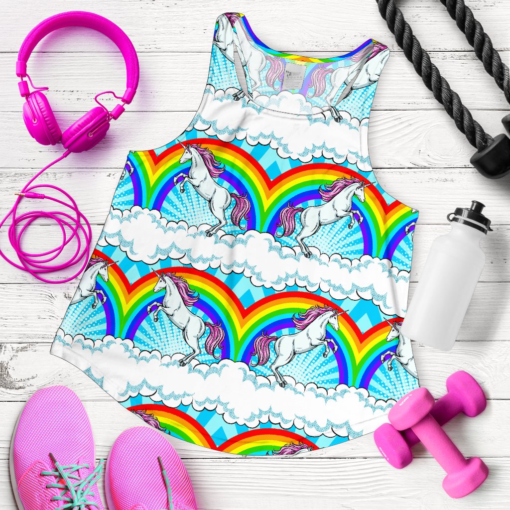Unicorn Rainbow Women Racerback Tank Top