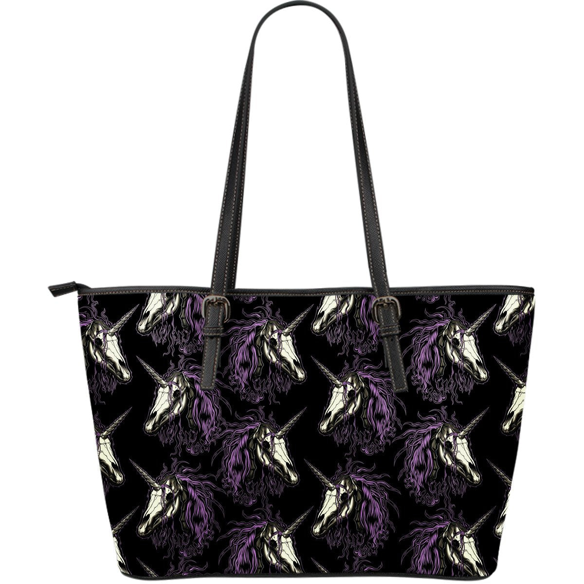 Unicorn Skull head Large Leather Tote Bag