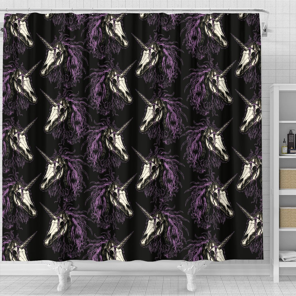 Unicorn Skull Head Shower Curtain
