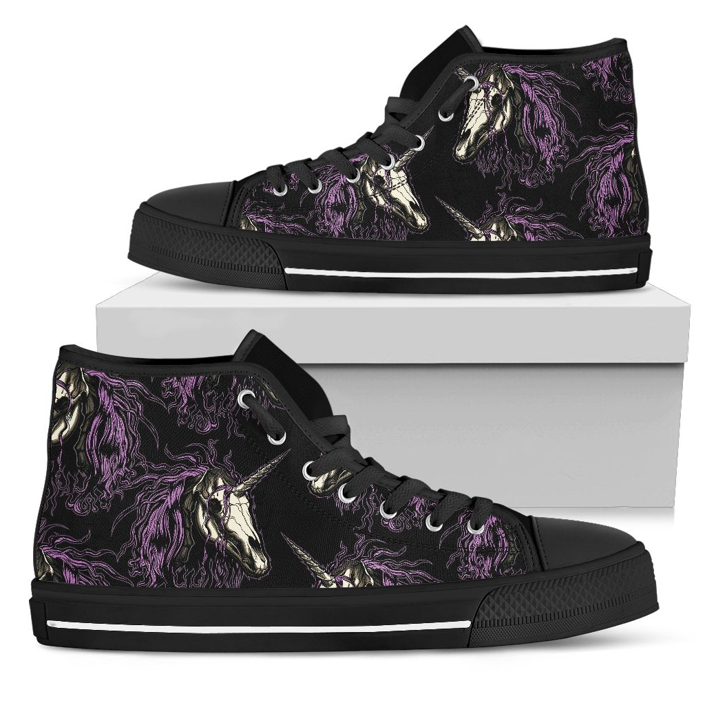 Unicorn Skull Head Women High Top Shoes