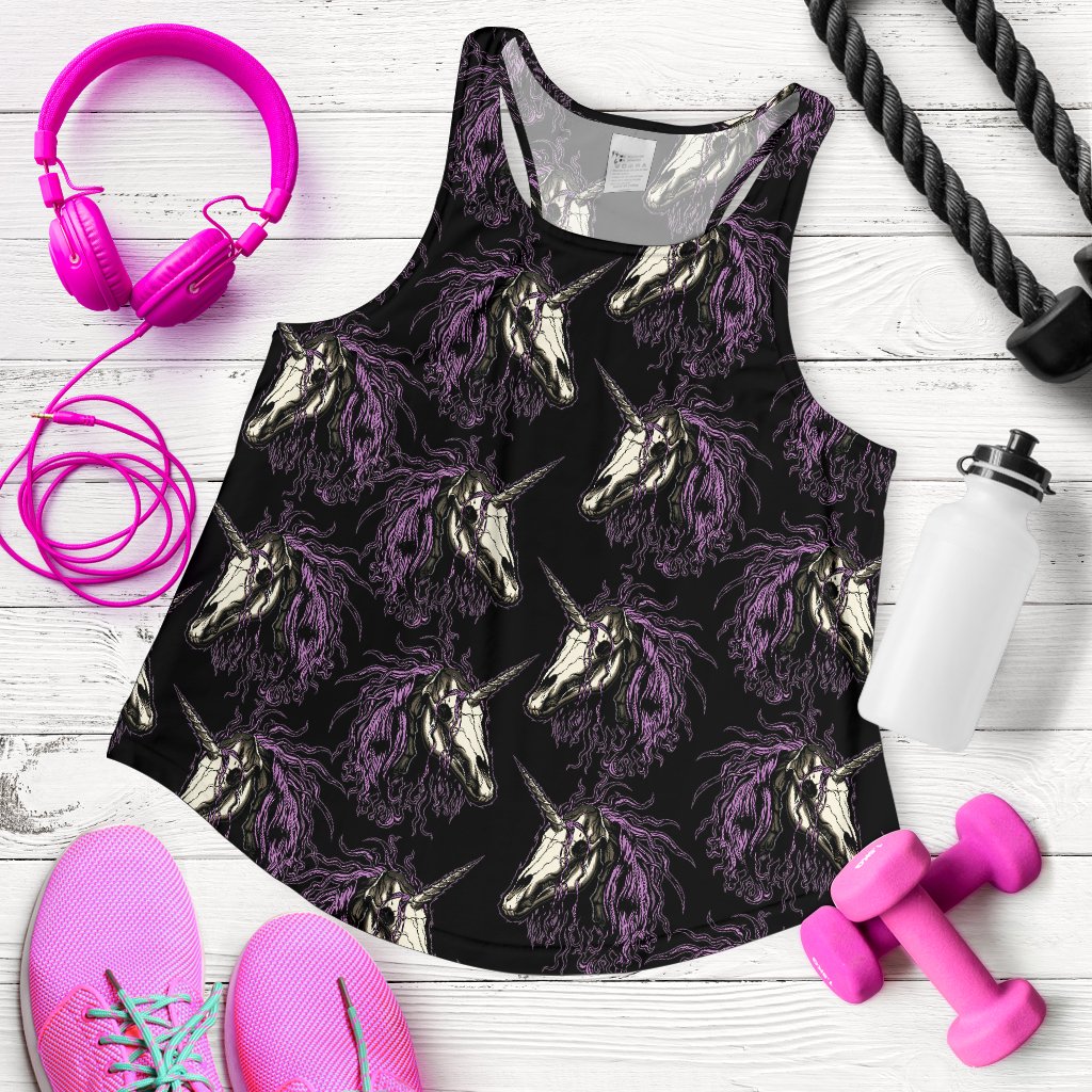 Unicorn Skull head Women Racerback Tank Top