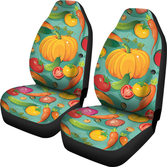 Vegan Colorful Themed Design Print Universal Fit Car Seat Covers-JorJune
