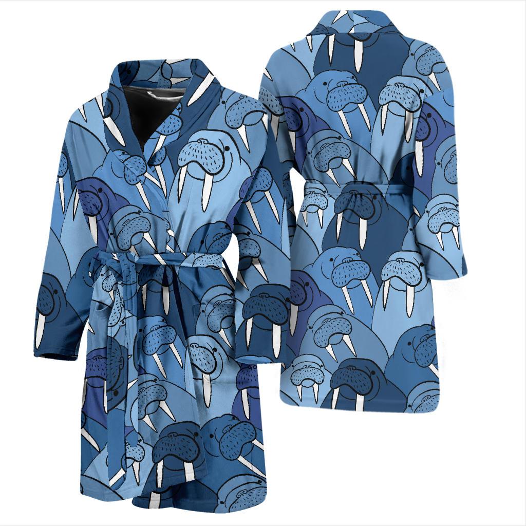 Walrus Pattern Print Design 01 Men Bathrobe-JORJUNE.COM