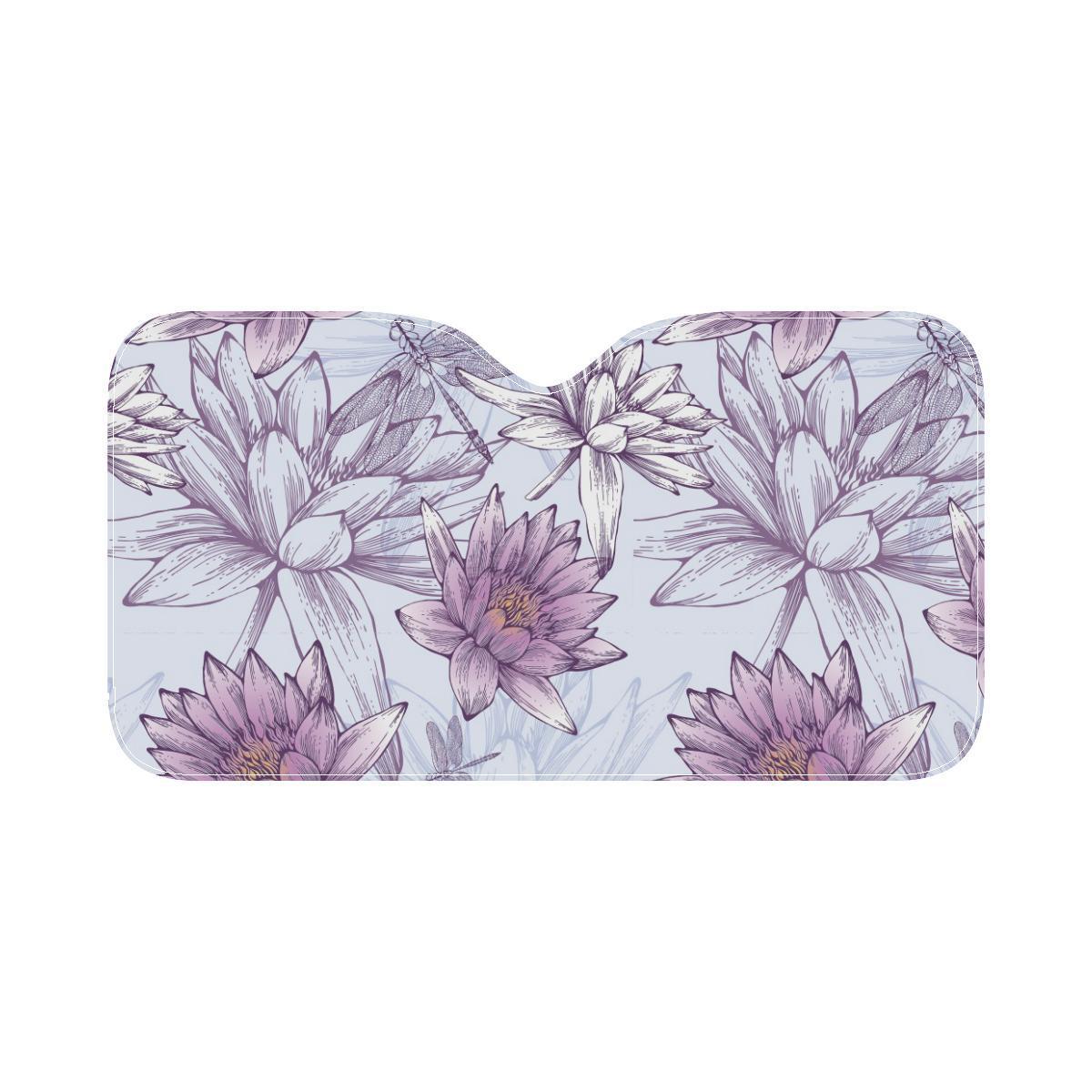 Water Lily Pattern Print Design WL01 Car Sun Shade-JorJune