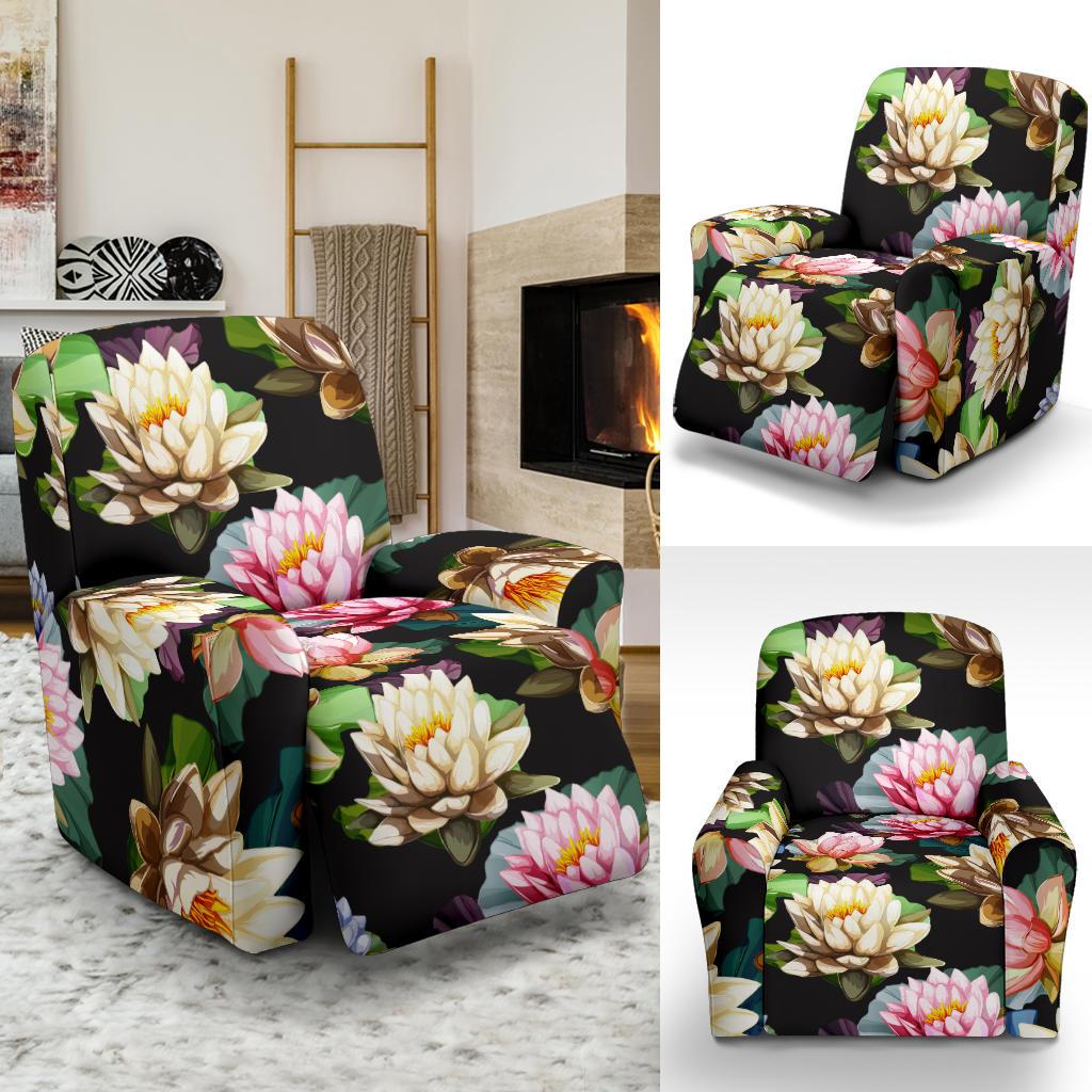 Water Lily Pattern Print Design WL02 Recliner Slipcover-JORJUNE.COM