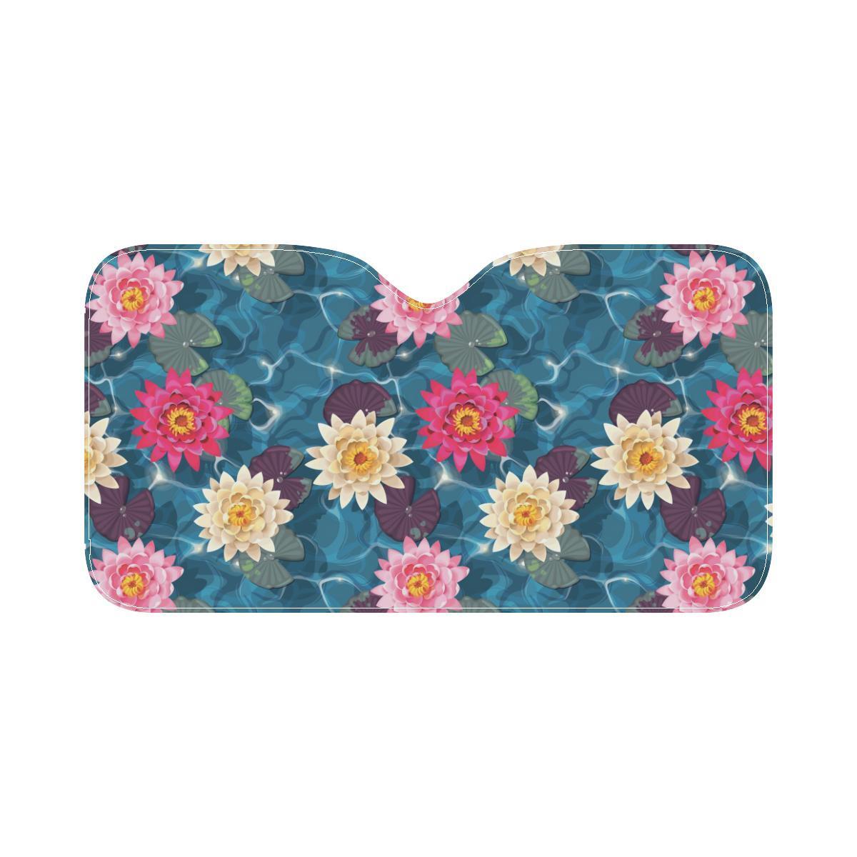 Water Lily Pattern Print Design WL05 Car Sun Shade-JorJune